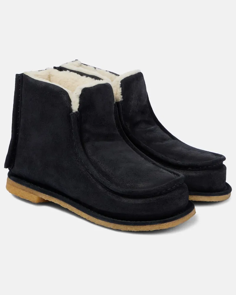 J.W.Anderson Ankle Boots aus Leder mit Shearling Schwarz