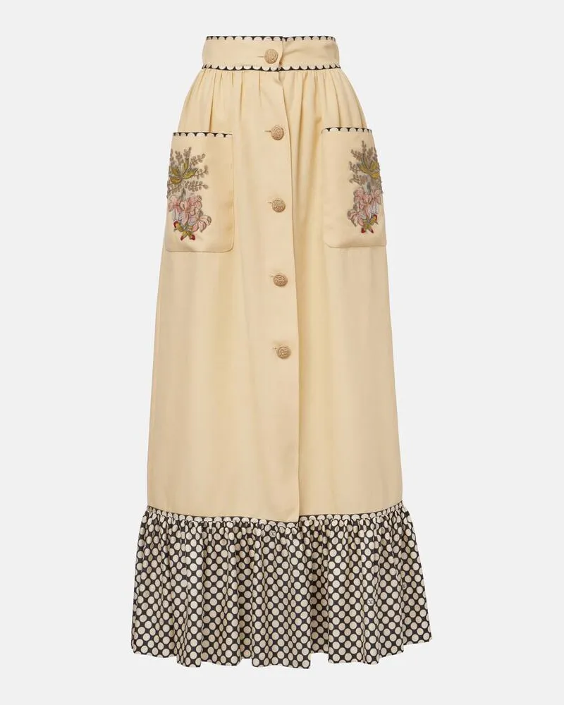 Valentino Garavani Bestickter Maxirock Plus De Pois Gelb