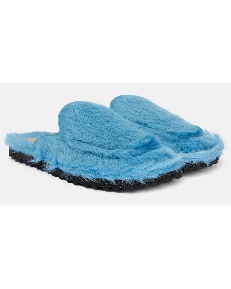 Dries van Noten Slippers aus Kalbshaar Blau