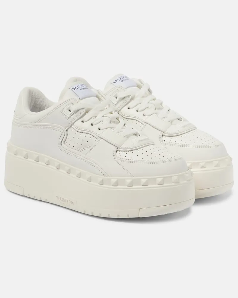 Valentino Garavani Plateau-Sneakers Freedots XL aus Leder Weiß