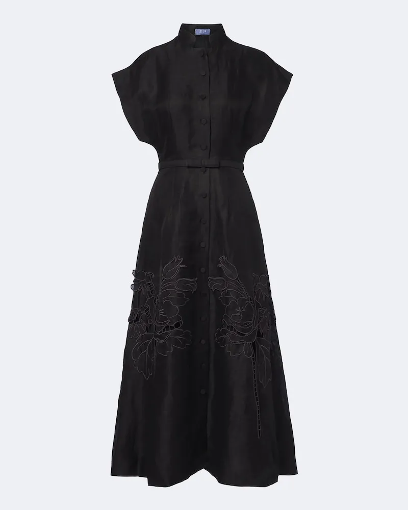 LEO LIN Verziertes Midikleid Aubrey Schwarz
