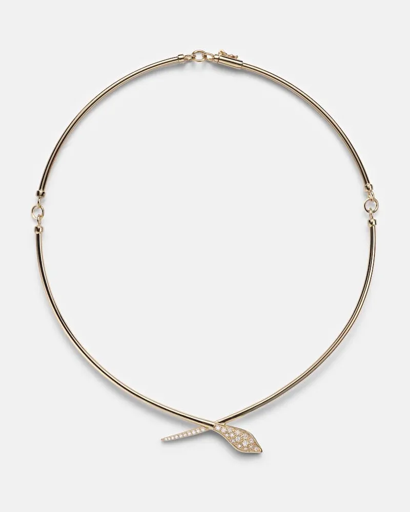 Sydney Evan Choker Snake aus 14kt Gelbgold mit Diamanten Gold