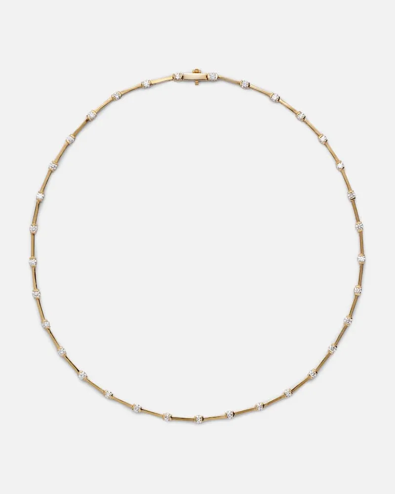 Melissa Kaye Halskette Zea Linked aus 18kt Gelbgold mit Diamanten Metallic