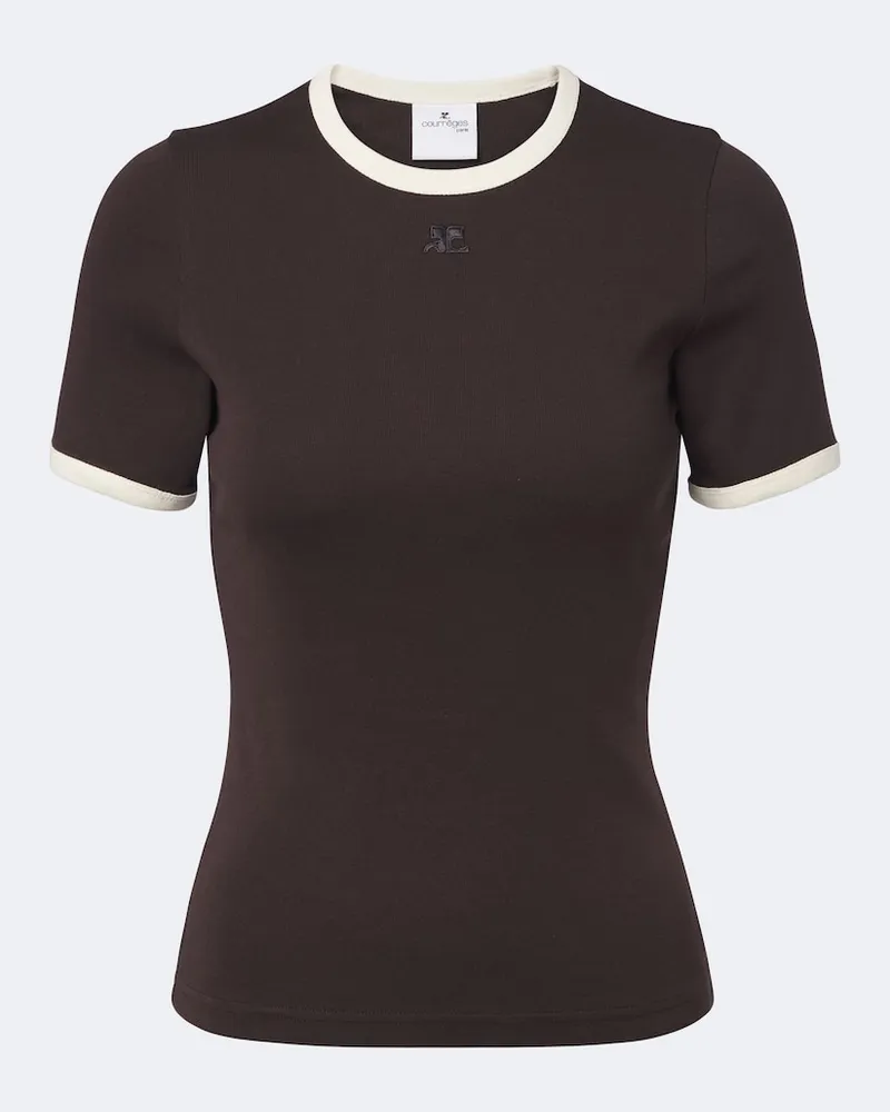 Courrèges Courrèges T-Shirt aus Baumwoll-Jersey Braun