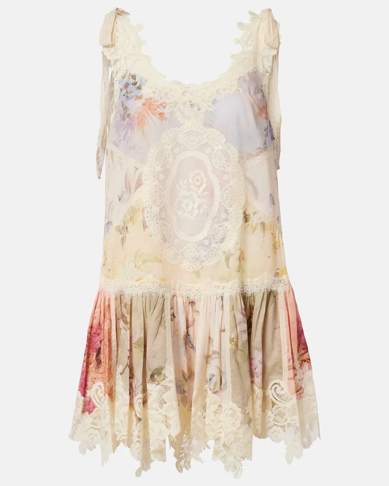 Zimmermann Minikleid Cascadian aus Baumwolle Multicolor