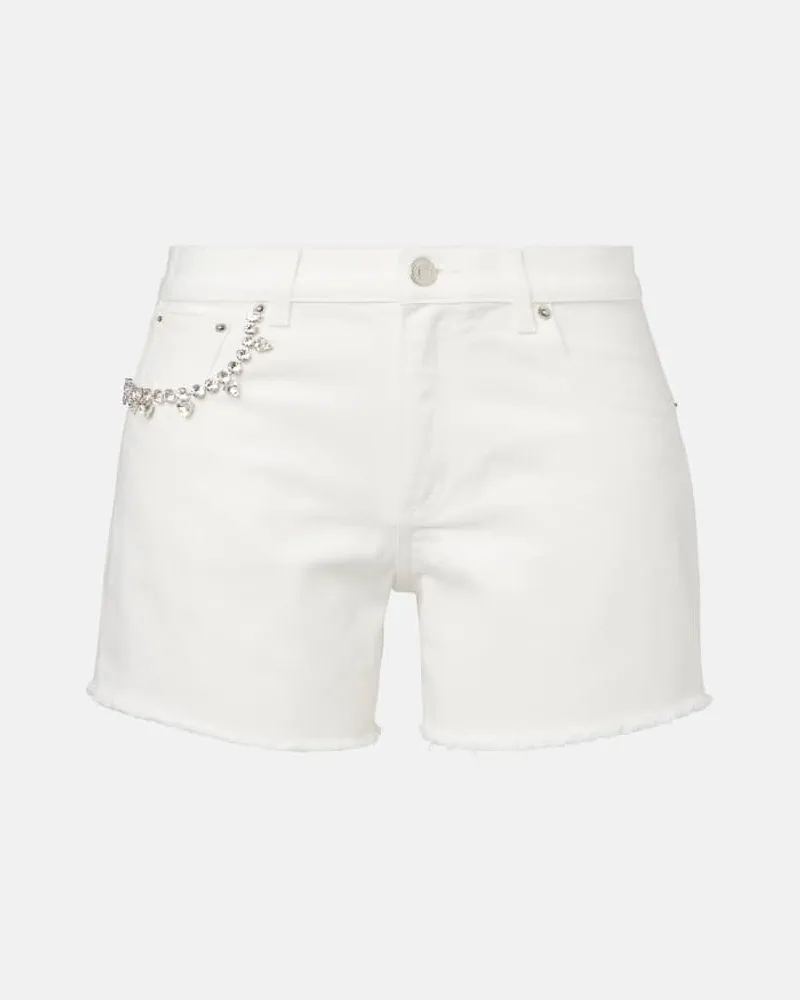 Area Jeansshorts mit Kristallen Weiß