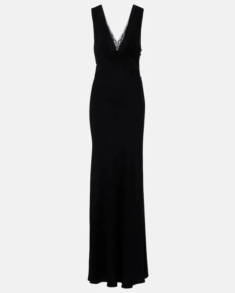 Chloé Chloé Robe aus Seiden-Jacquard mit Spitze Schwarz