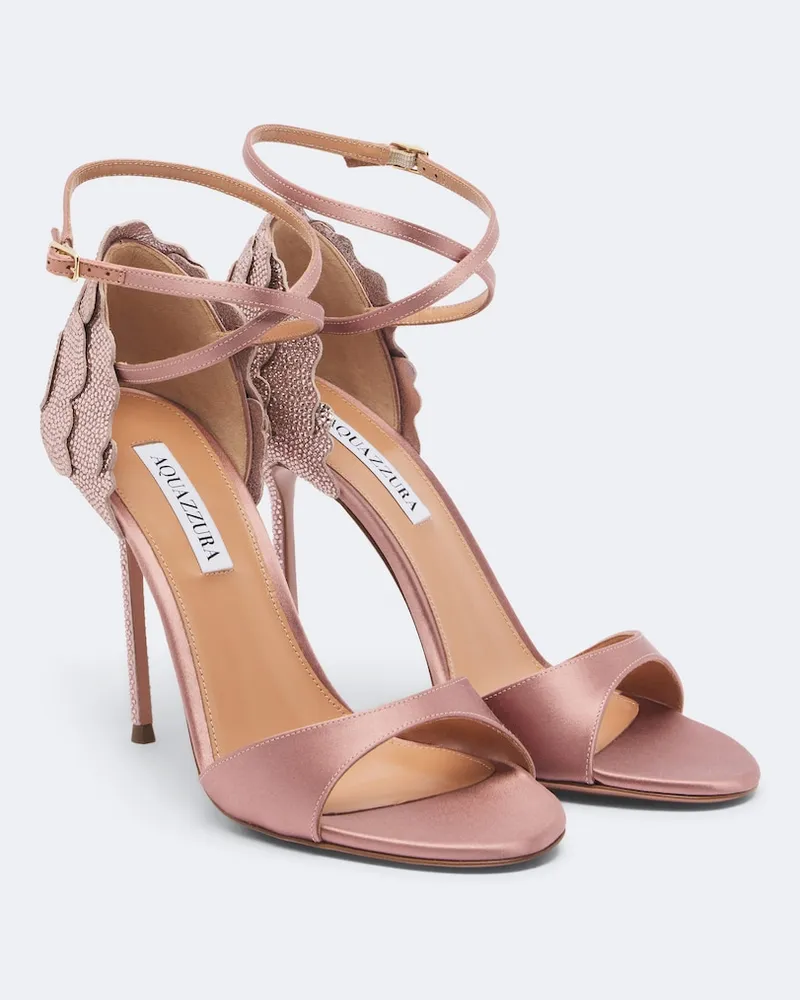 Aquazzura Verzierte Sandalen Fleur Sauvage aus Satin Rosa