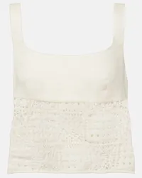 SIR Cropped-Top Rayure aus Leinen Weiss