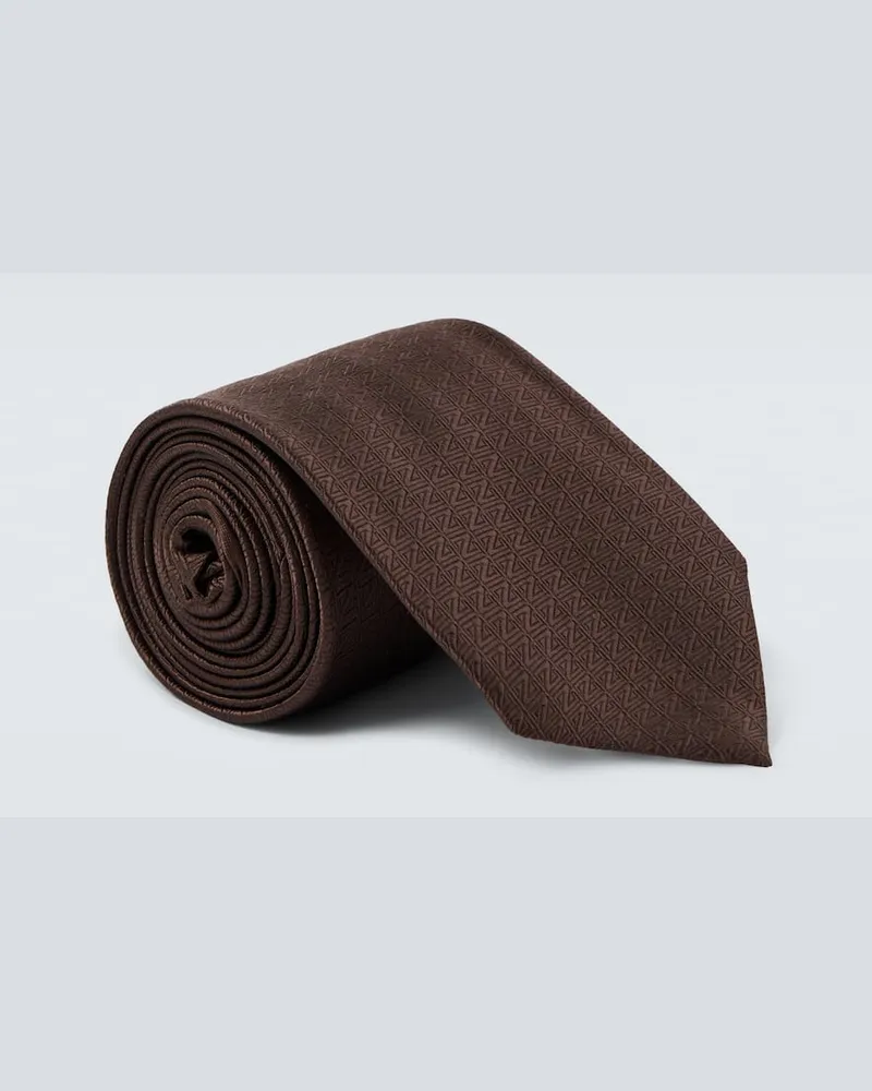 Ermenegildo Zegna Krawatte aus Seiden-Jacquard Braun