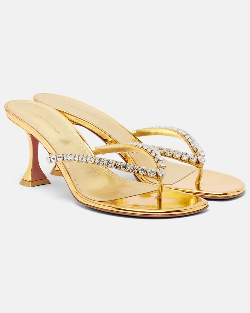 Amina Muaddi Sandalen Gigi aus Leder Gold