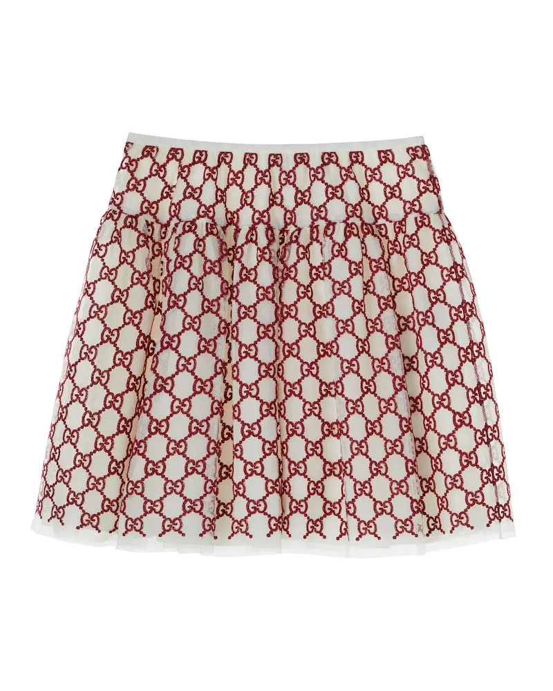 Gucci Rock GG aus Tüll mit Glitter Weiß