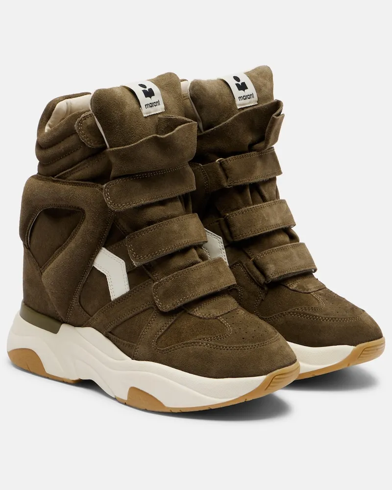Isabel Marant Wedge-Sneakers Balskee aus Veloursleder Grün