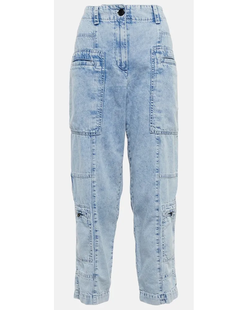 Proenza Schouler High-Rise Cargo-Jeans Chambray Blau