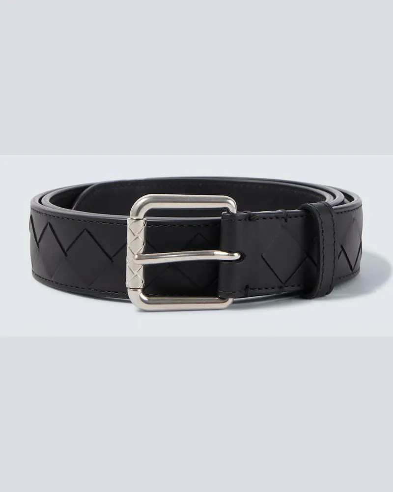 Bottega Veneta Gürtel Intrecciato aus Leder Schwarz