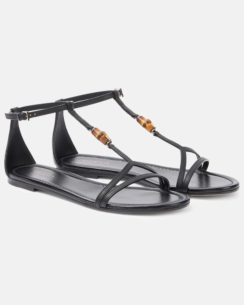 Gucci Sandalen Bamboo aus Leder Schwarz