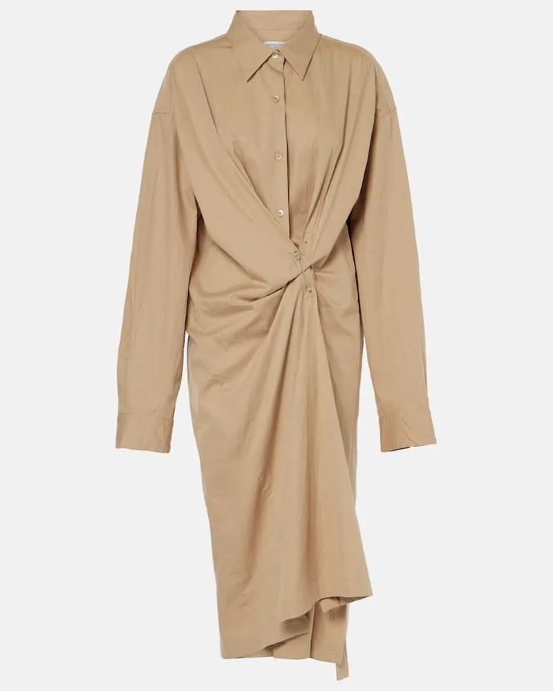 Dries van Noten Hemdblusenkleid aus Baumwolle Beige
