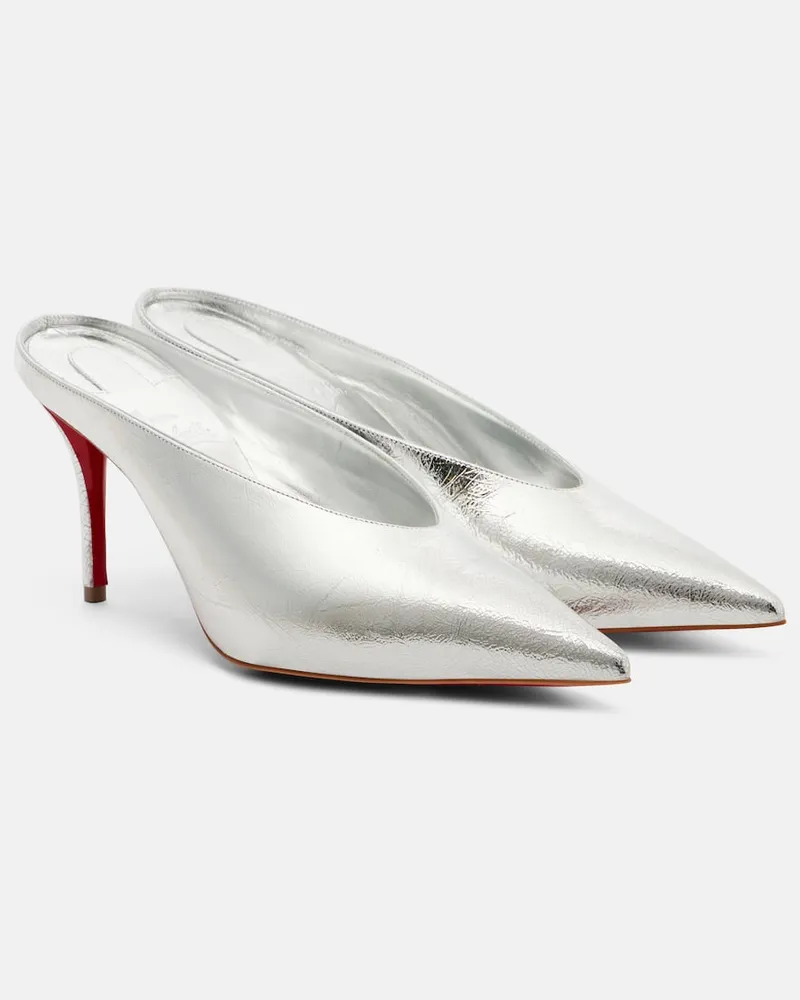 Christian Louboutin Mules Miss Z 80 aus Metallic-Leder Silber