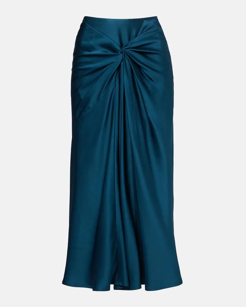 Dries van Noten Midirock aus Satin Blau