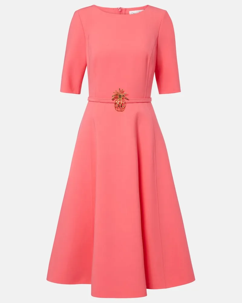 Oscar de la Renta Midikleid aus einem Wollgemisch Rosa