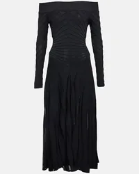 Alaïa Alaia Off-Shoulder-Midikleid aus Jersey Schwarz