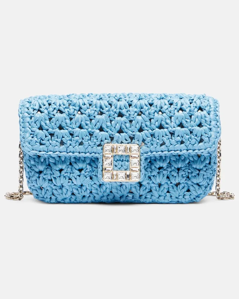Roger Vivier Schultertasche Jeu De Fille aus Raffiabast Blau