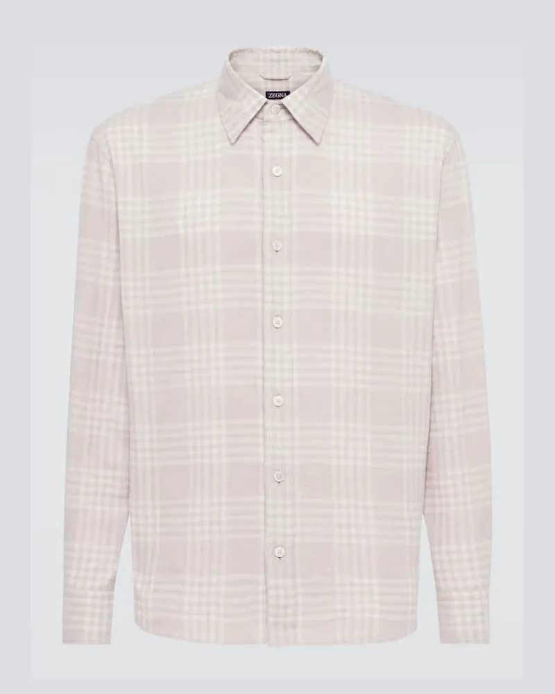Ermenegildo Zegna Hemd aus Baumwollflanell Beige