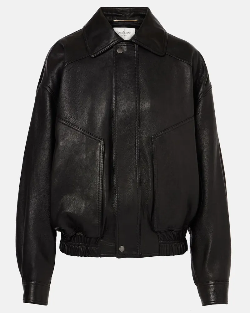 Saint Laurent Bomberjacke aus Leder Schwarz