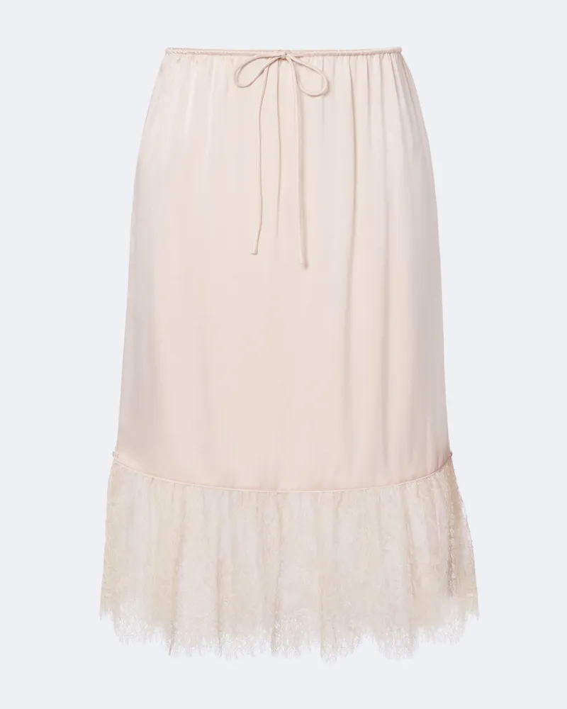 Posse Midirock Blake aus Seidensatin mit Spitze Rosa