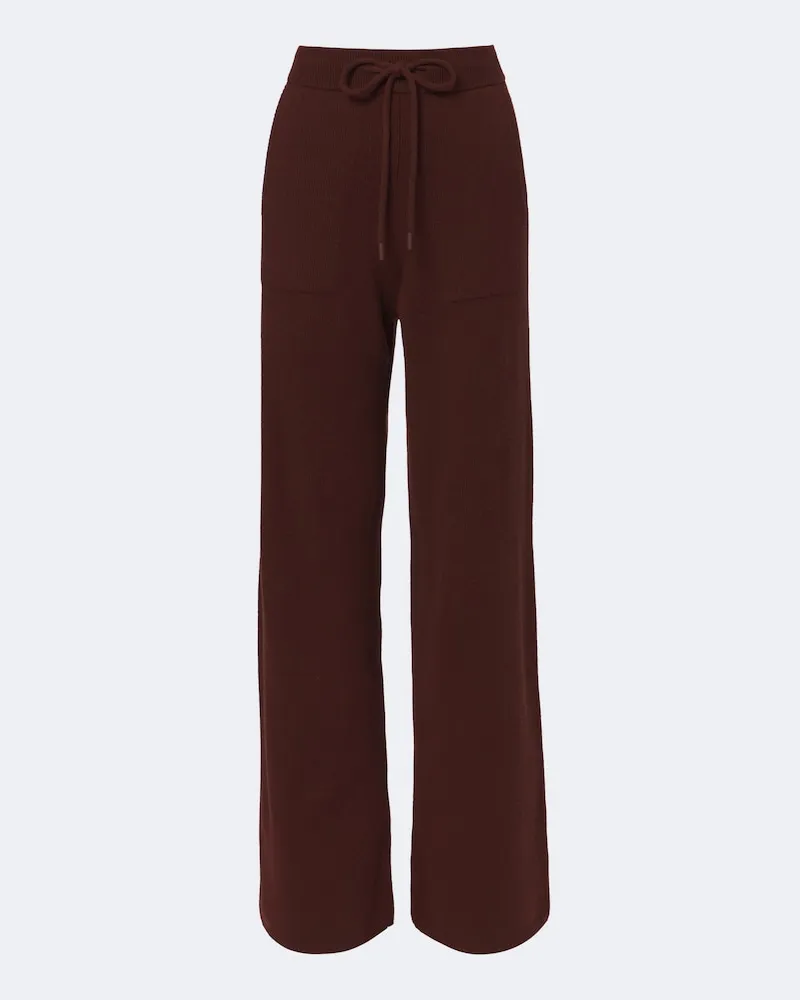 Max Mara Weite Hose aus Kaschmir Burgunderrot