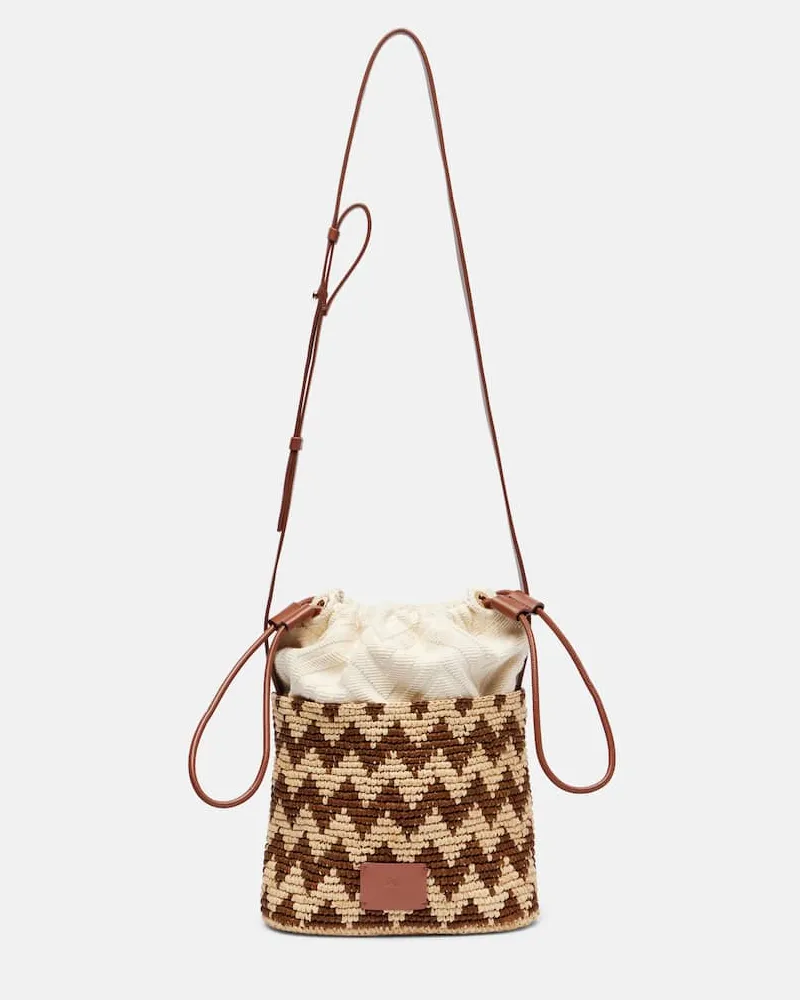 Missoni Bucket Bag Medium aus Raffiabast Nude