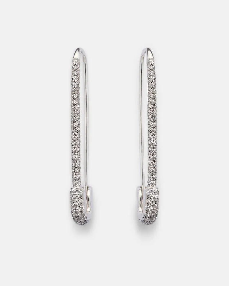 ANITA KO Ohrringe Extra Large Safety Pin aus 18kt Weißgold mit Diamanten Silber
