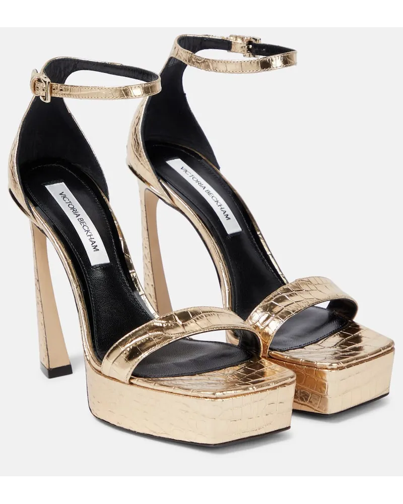 Victoria Beckham Plateausandalen aus Metallic-Leder Metallic