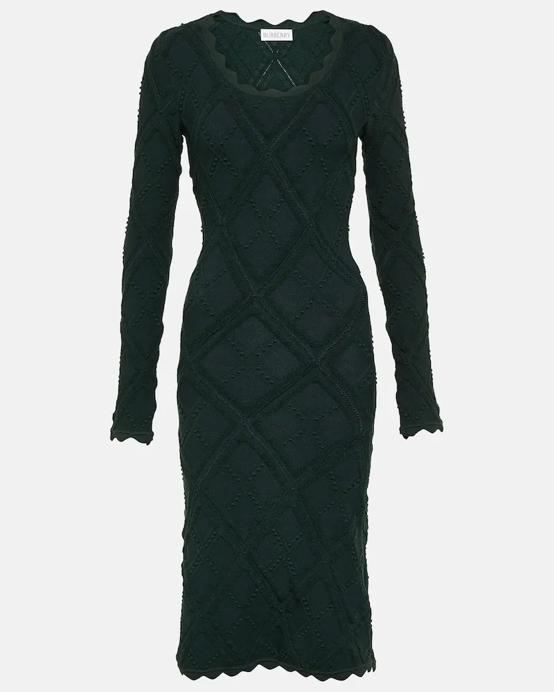 Burberry Midikleid Aran aus einem Wollgemisch Grün