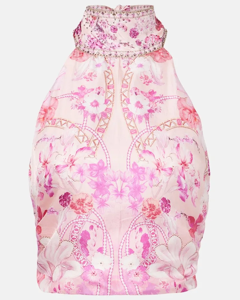 Camilla Verziertes Top aus Seide Pink