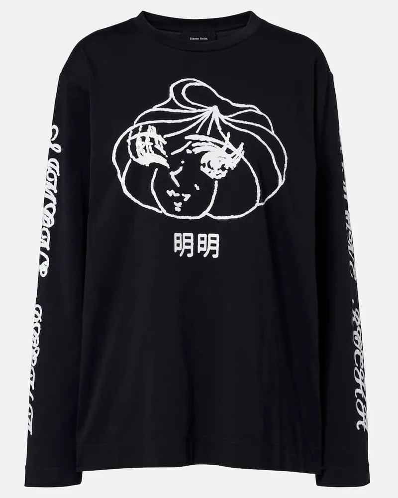 Simone Rocha Longsleeve Dim Sum aus Baumwoll-Jersey Schwarz
