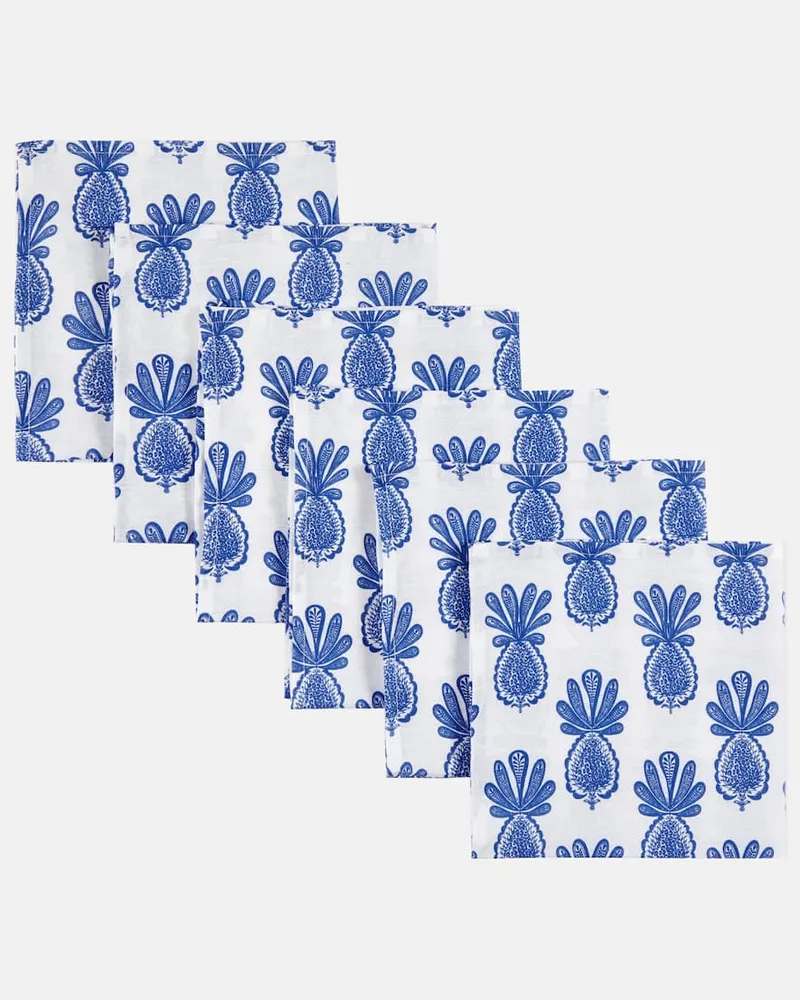 La DoubleJ Set Pineapple Blu aus sechs Servietten Blau