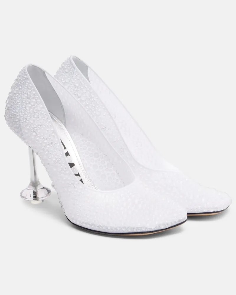 Loewe Verzierte Pumps Toy 90 aus Mesh Weiß