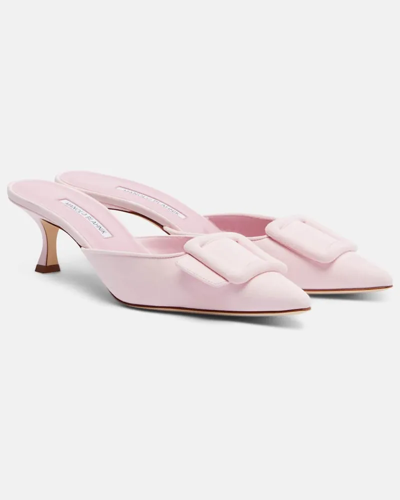 Manolo Blahnik Mules Maysale 50 aus Veloursleder Pink