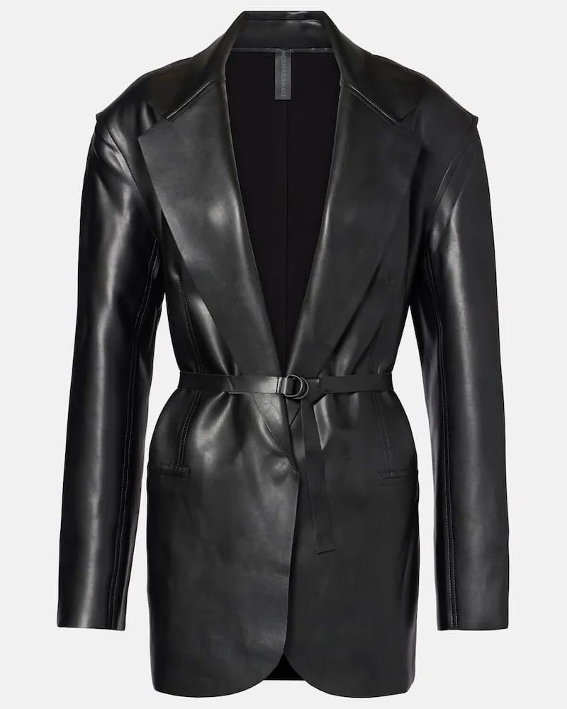 Norma Kamali Oversize-Blazer aus Lederimitat Schwarz