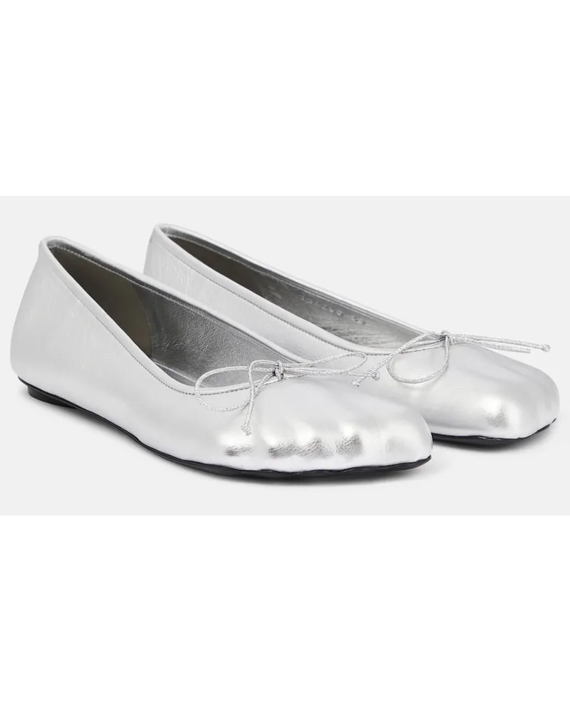 Balenciaga Ballerinas Fetish aus Leder Silber