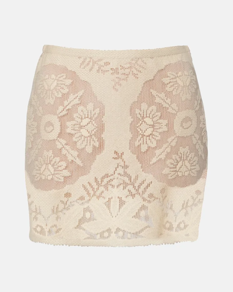 Valentino Garavani Minirock aus einem Baumwollgemisch Beige