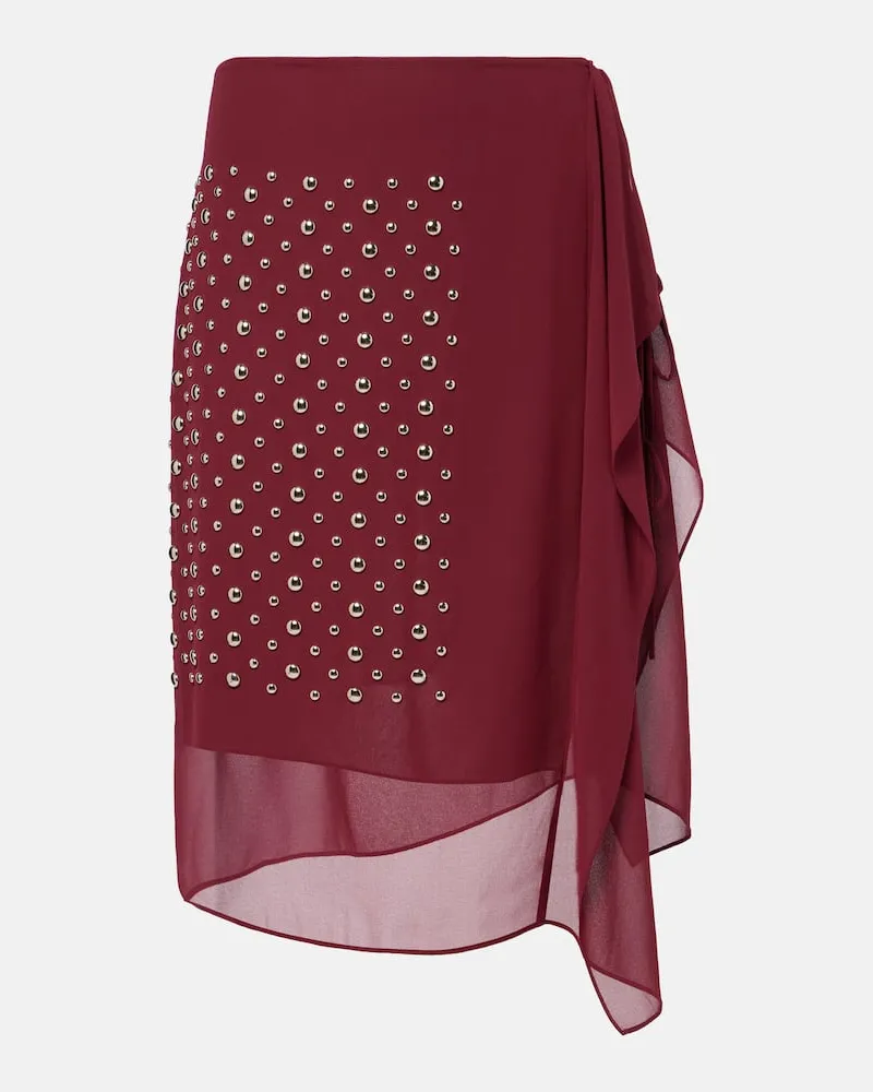 Dries van Noten Wickelrock mit Kristallen Burgunderrot