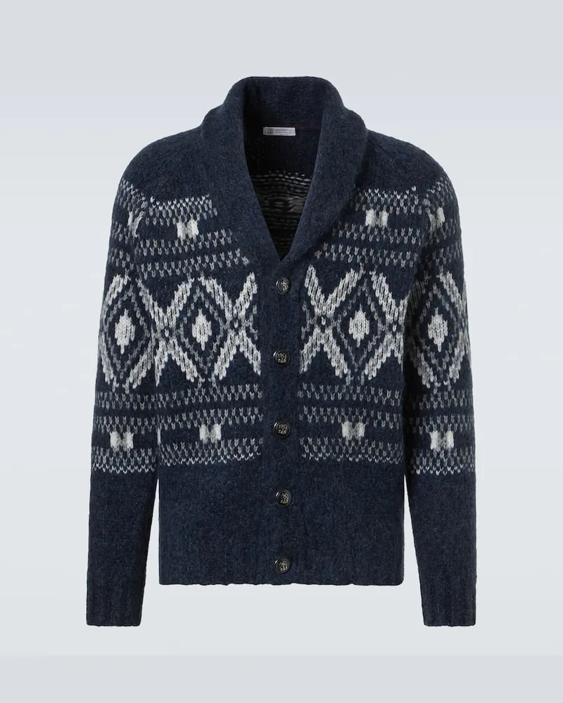 Brunello Cucinelli Cardigan aus einem Alpakawollgemisch Blau