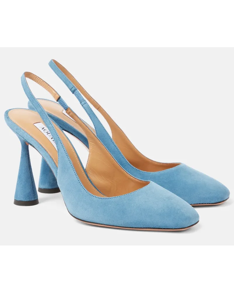 Aquazzura Slingback-Pumps Amore 95 aus Veloursleder Blau