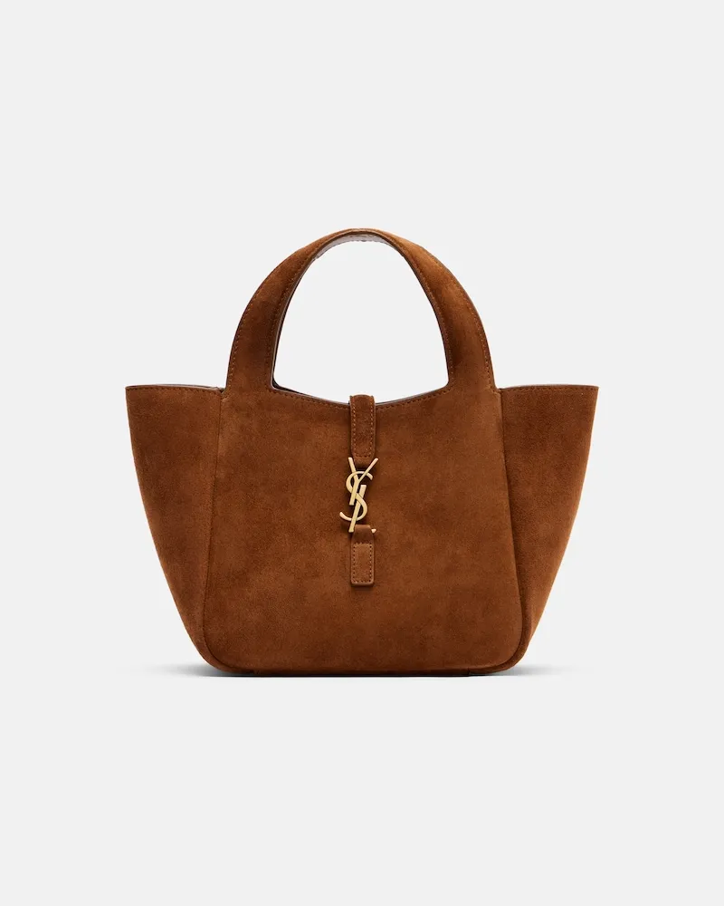 Saint Laurent Schultertasche Le 5 à 7 aus Veloursleder Braun