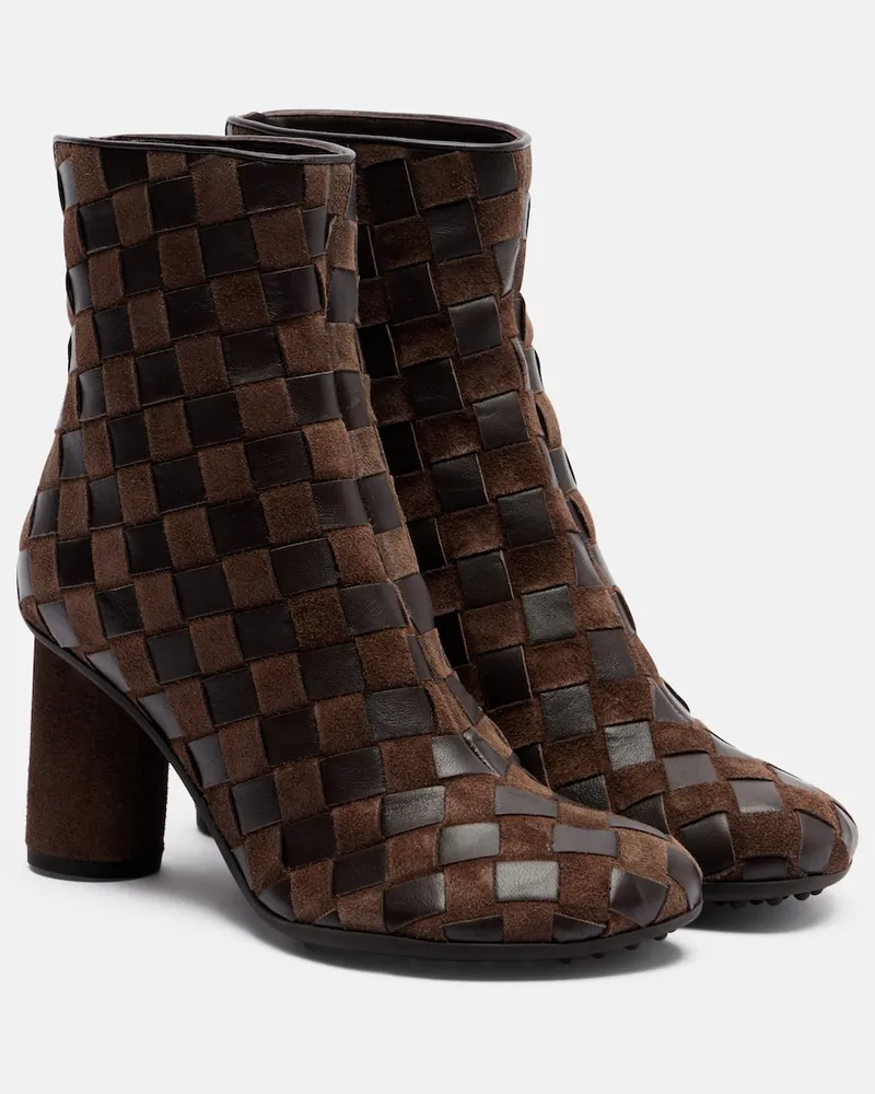 Bottega Veneta Ankle Boots Atomic 75 aus Leder und Veloursleder Braun