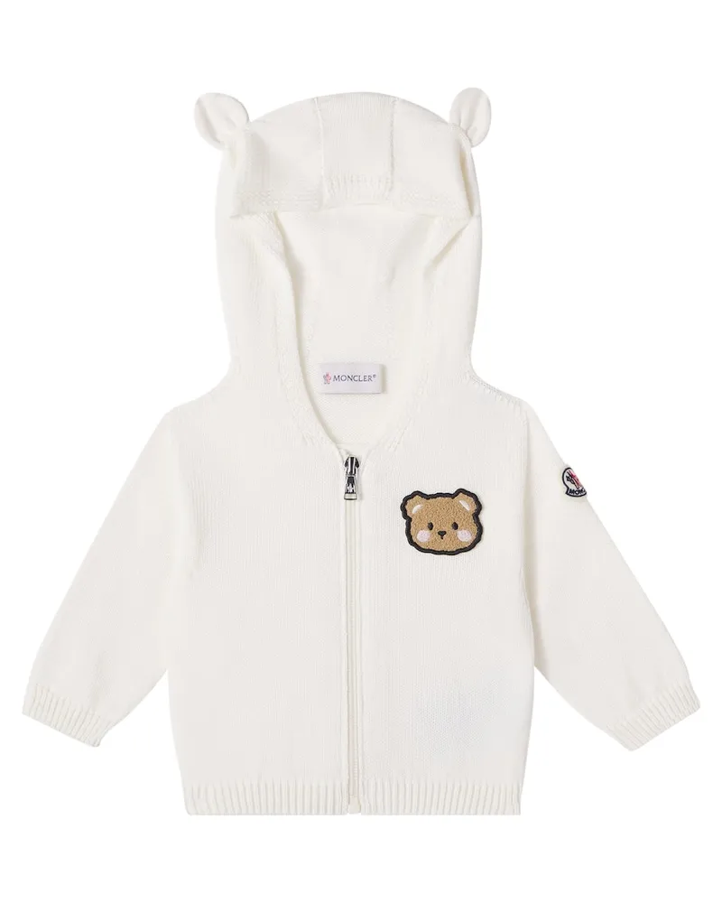 Moncler Baby Kapuzenjacke aus Baumwolle Weiß