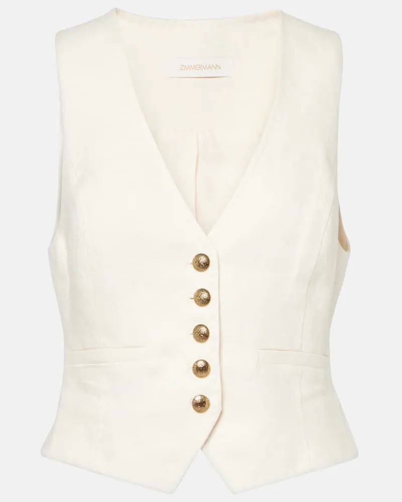 Zimmermann Weste Crush aus Leinen Beige