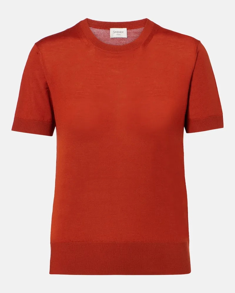 Saint Laurent T-Shirt aus Wolle Orange